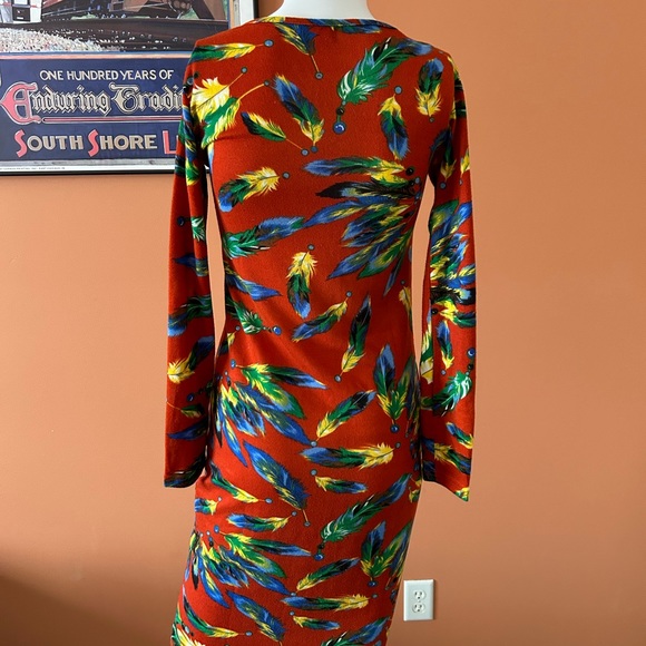 VINTAGE INDULGENCE LONDON red patterned body con sweater dress - Picture 8 of 9